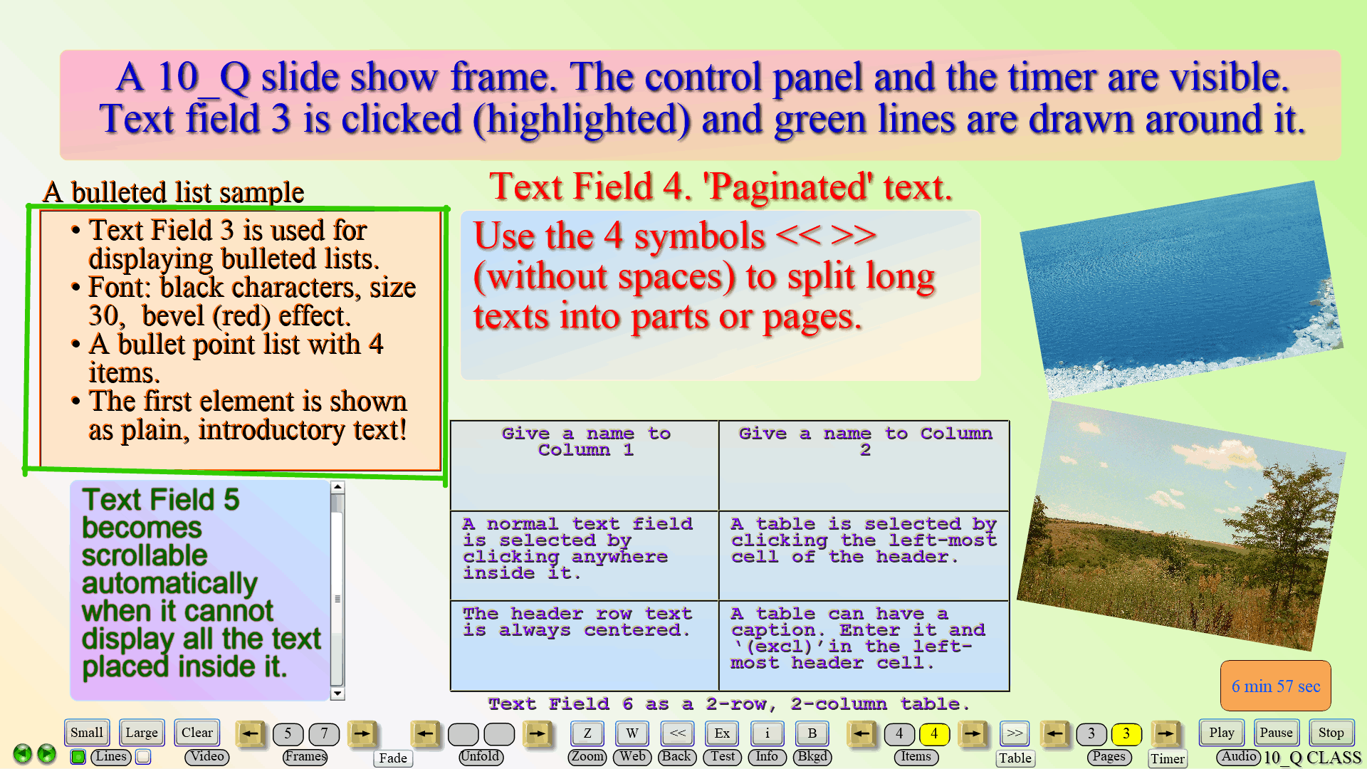 Slide Show Presentation Page
