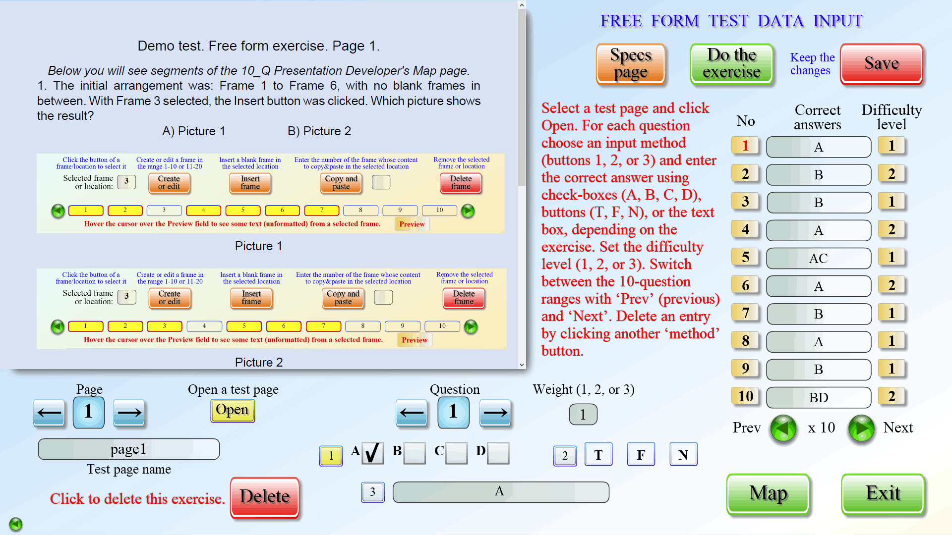 Free Form Test Data Input